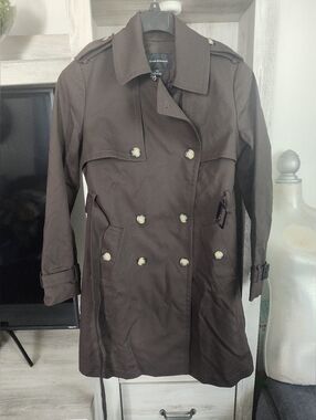 Club Monaco Double-Breasted Brown Trench Coat SZ L New With Tags